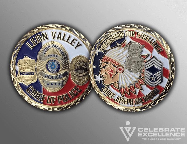 Leon Valley PD Law Enforcement Challenge Coin with badge